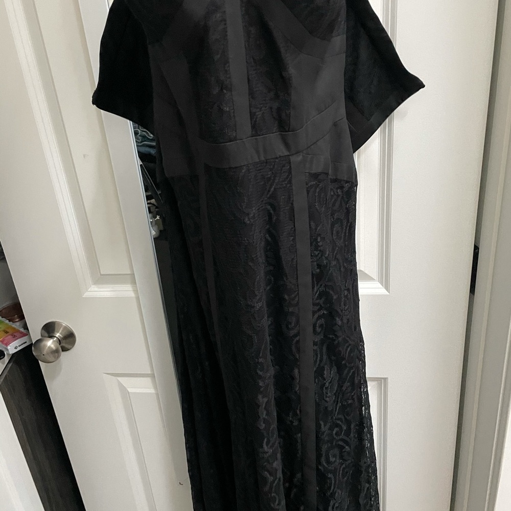Jessica Simpson black lace strapless maxi